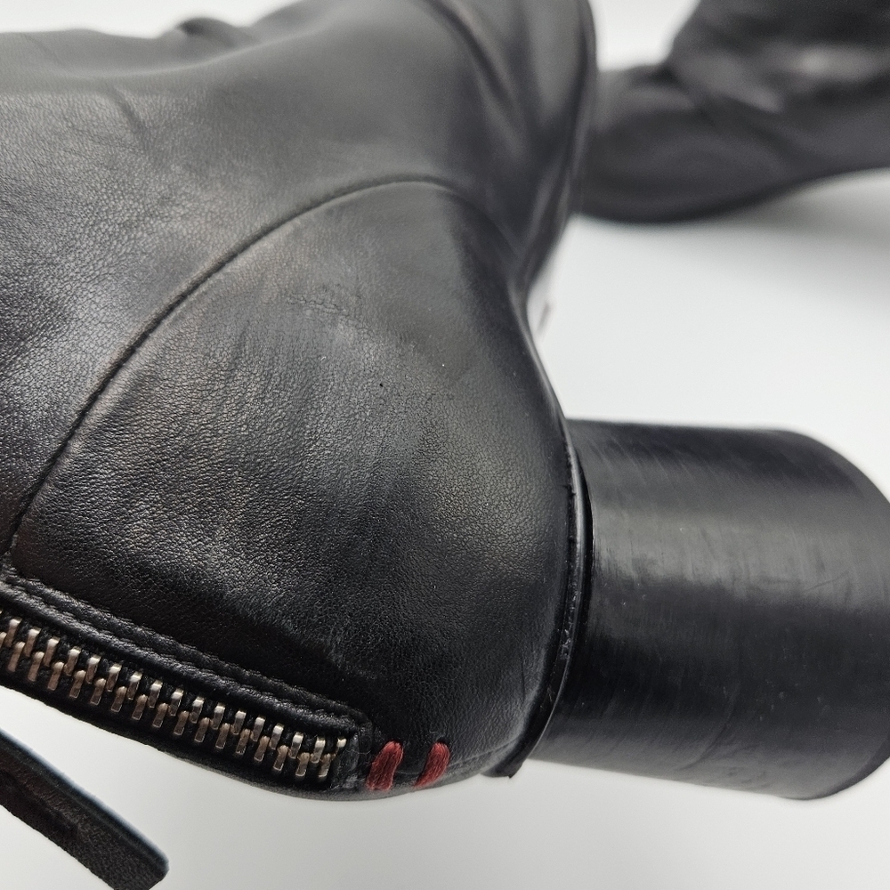 Halmanera black scrunched leather pointed toe heeled ankle boots size 39.5 - Picture 9 of 12